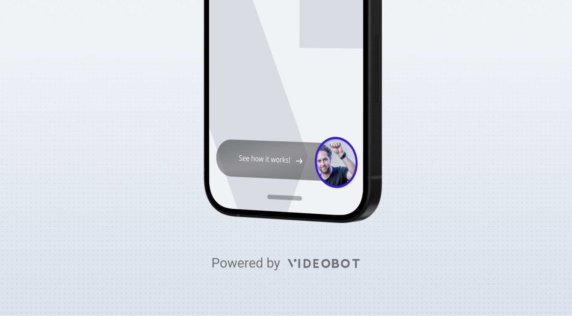 The bottom half of a mobile phoen, with powered by Videobot branding