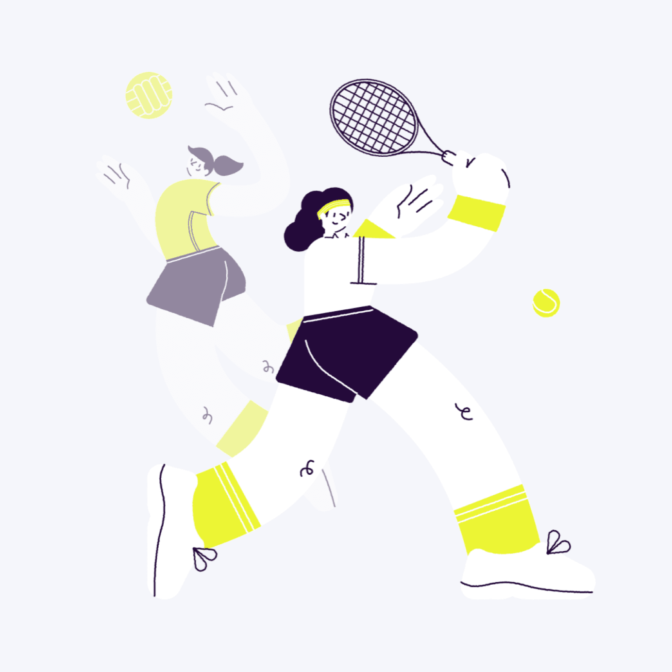 Flat illustration of a woman playing tennis