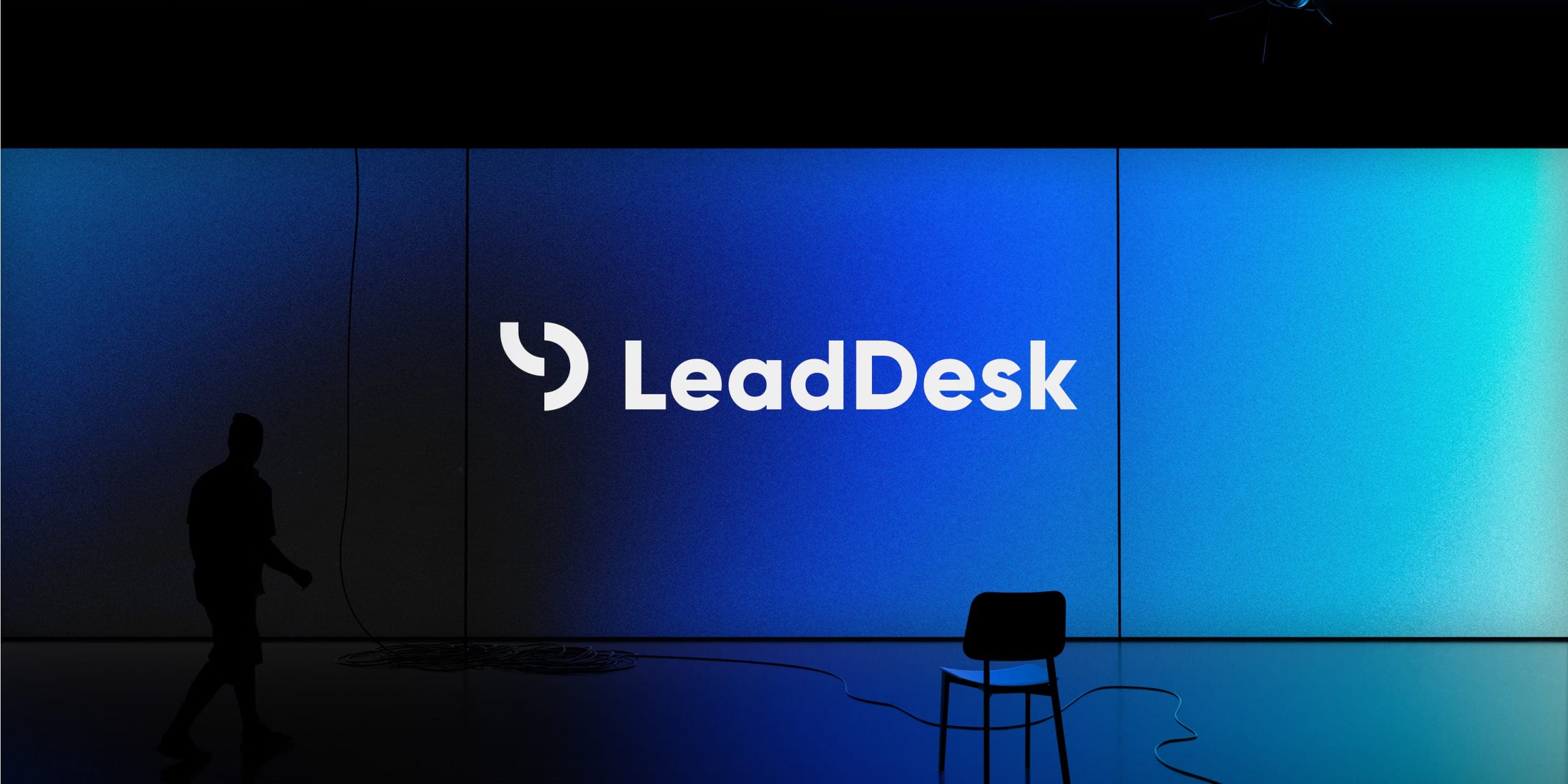 LeadDesk logo on a large screen