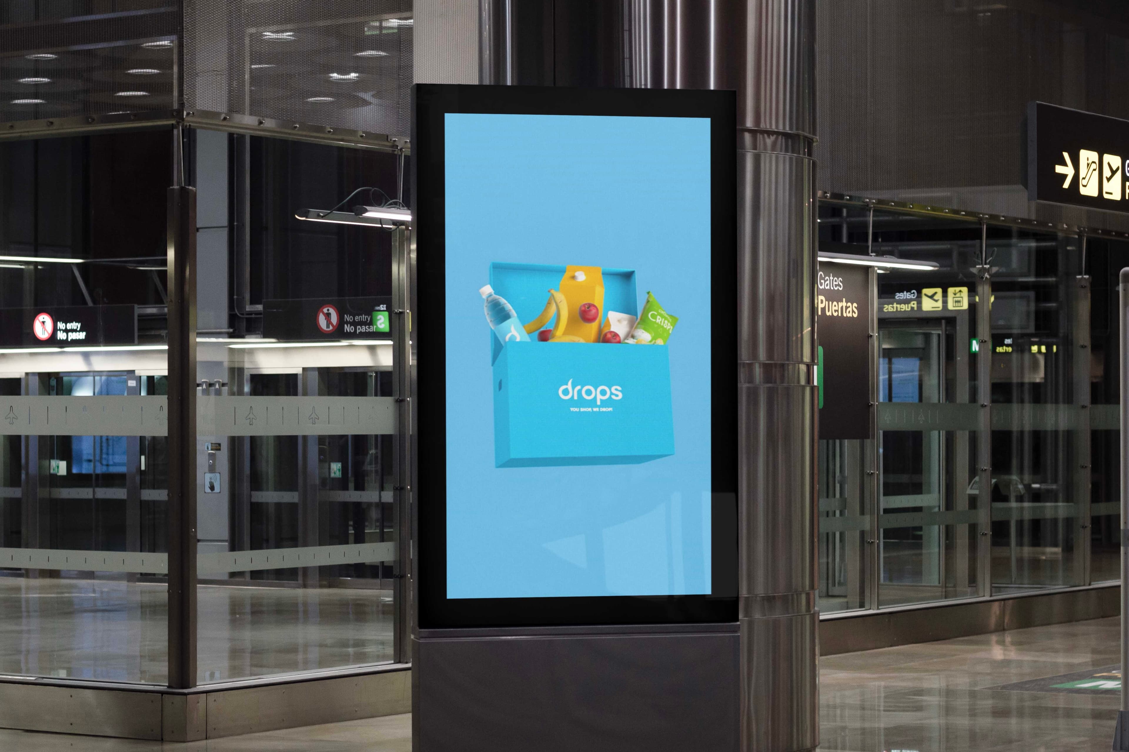 An advertising screen displaying the Drops box opening