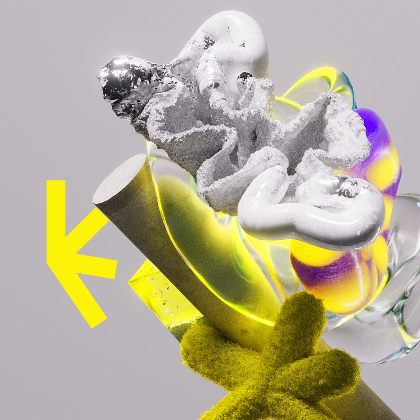 Expo2100 logo with abstract shapes and materials of the future